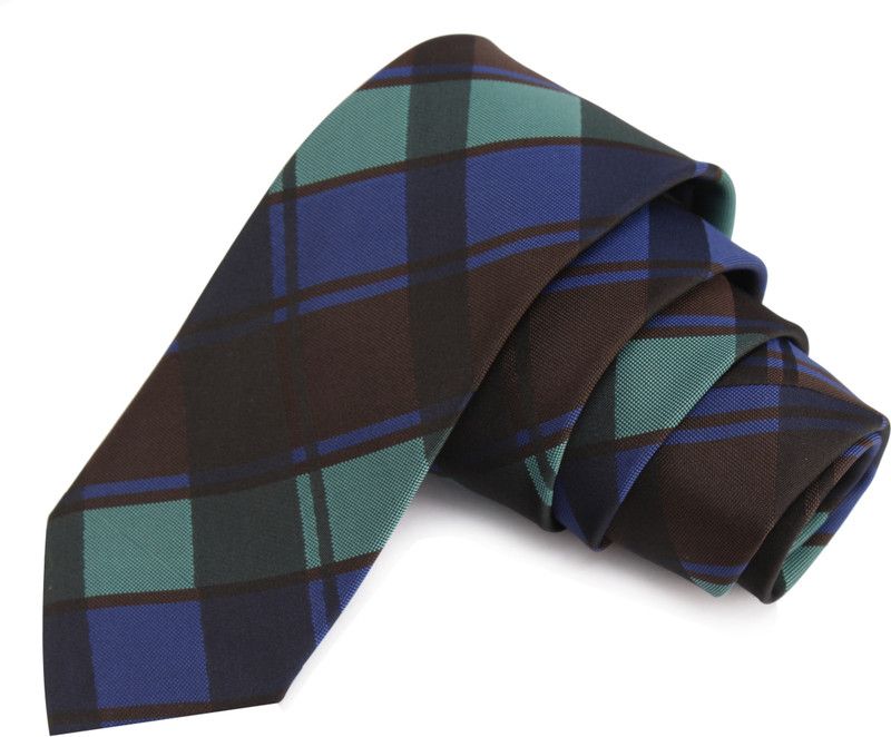 PELUCHE Cool Green & Black & Blue & Brown Colored Microfiber Neck Checkered Men Tie