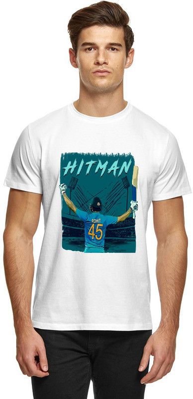 Broyz Rohit sharma Men Round Neck White T-Shirt Men Printed Round Neck Polyester White T-Shirt