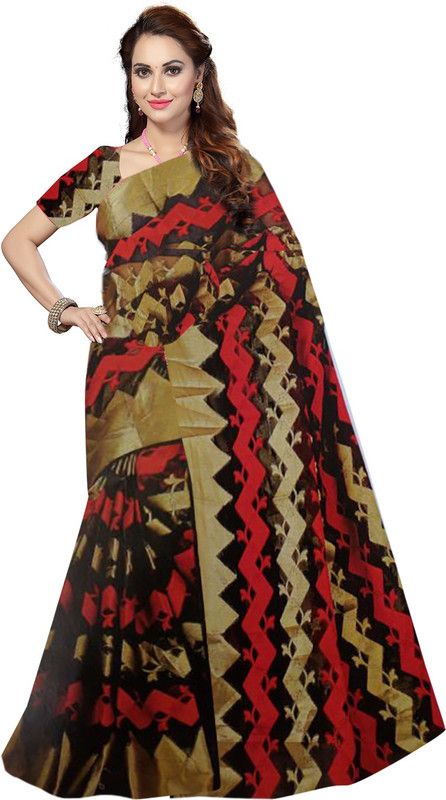 Printed Bollywood Cotton Blend Saree  (Multicolor)