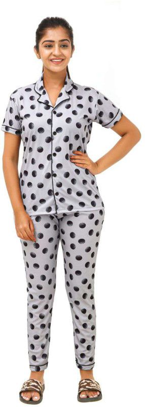Girls Shirt & Pyjama set Grey Printed