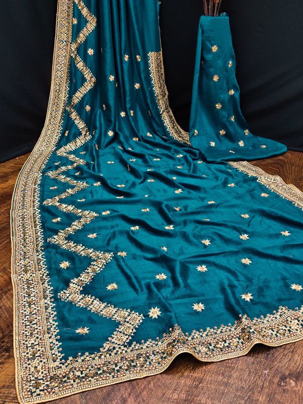 Embroidered, Embellished Bollywood Art Silk, Silk Blend Saree  (Light Green)