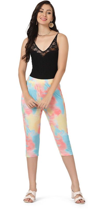 Women Regular Fit Multicolor Lycra Blend Trousers