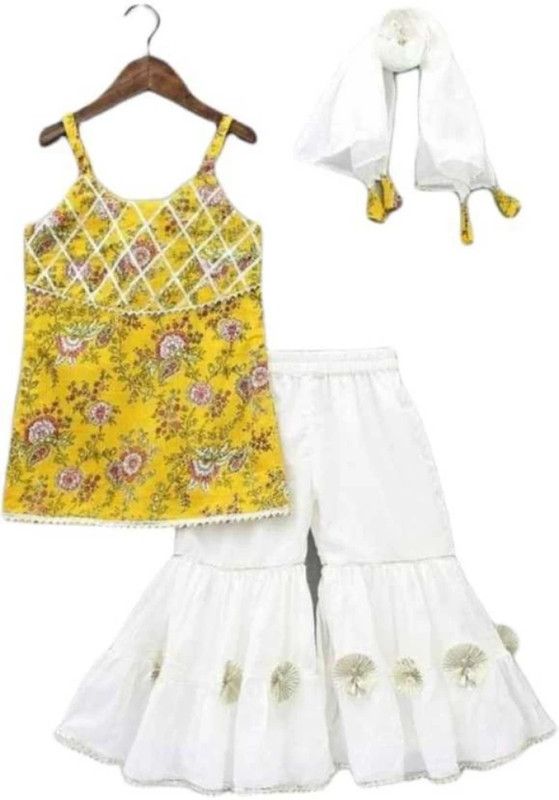 Baby Girls Casual Dress Top  (Yellow)