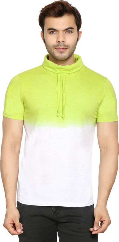 Color Block Men Green, White T-Shirt