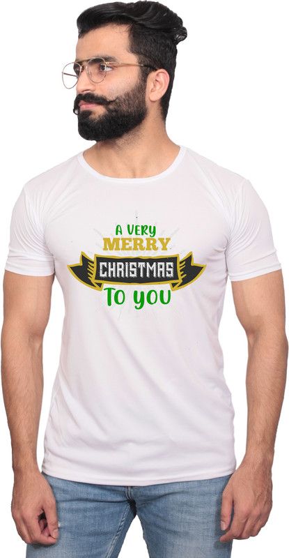1957 Men Graphic Print Round Neck Polyester White T-Shirt