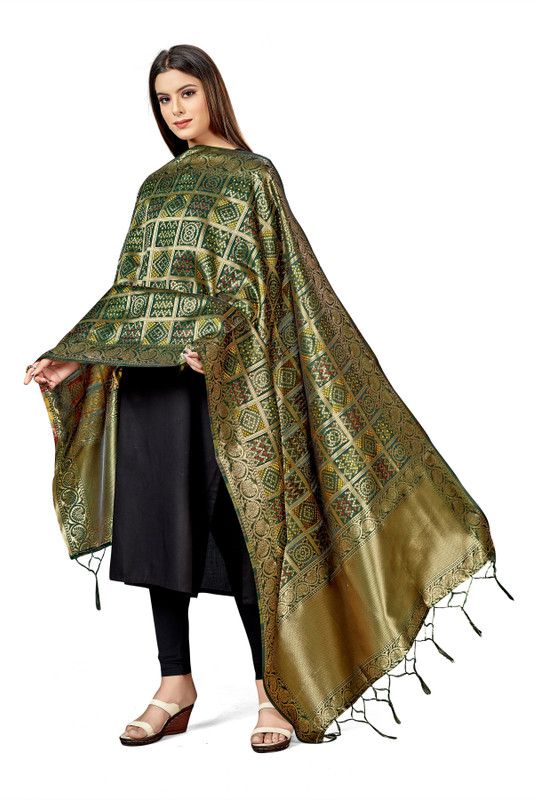 Art Silk Printed Green Women Dupatta