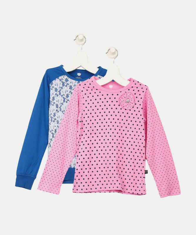 Girls Casual Cotton Blend Top  (Multicolor, Pack of 2)
