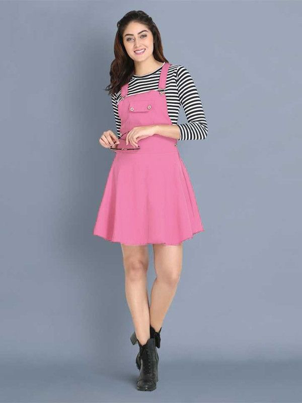 Women Pinafore Pink Dress