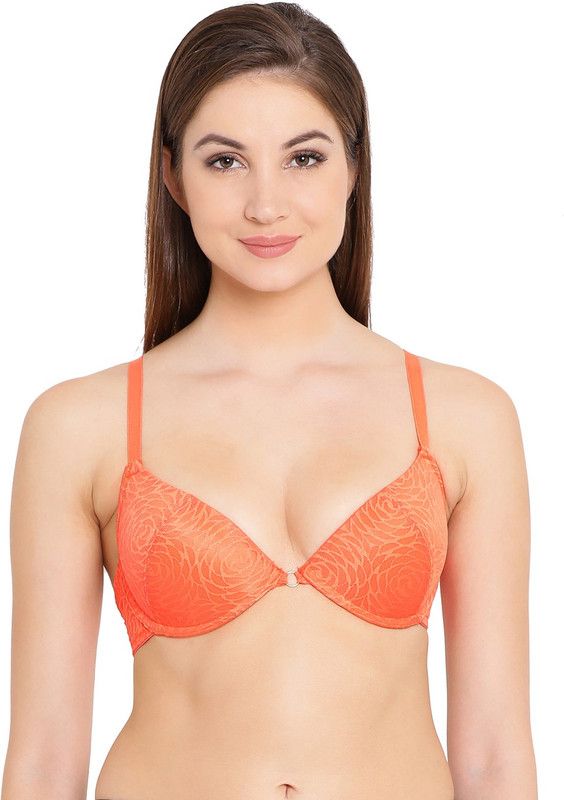 Women Plunge Lightly Padded Bra  (Orange)