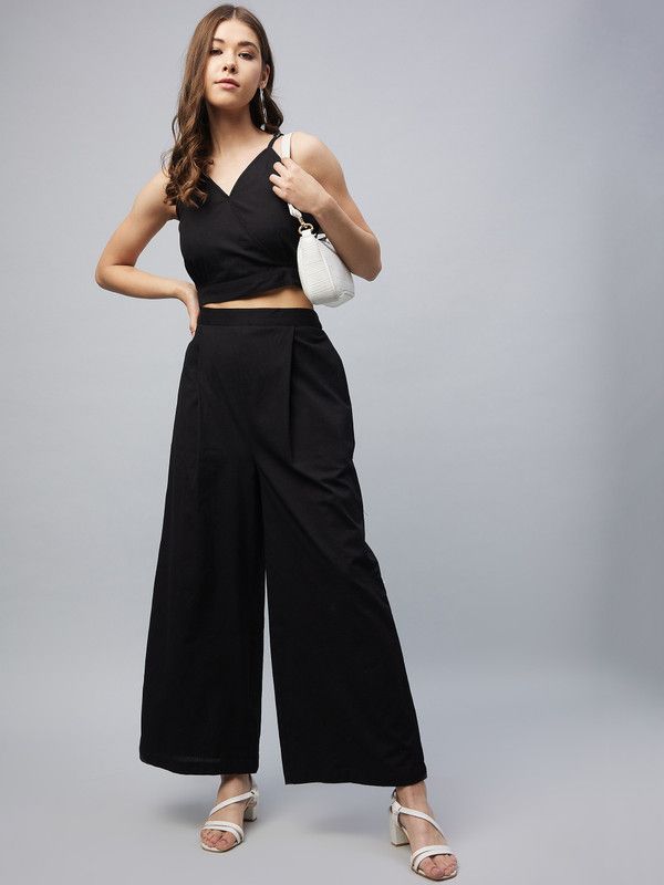 Women Crop Top and Palazzo Set Pure Linen