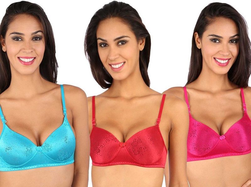Pack of 3 Women Full Coverage Lightly Padded Bra  (Purple, Blue, Maroon)