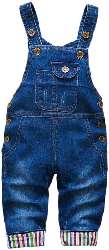 Dungaree For Baby Boys Casual Solid Polycotton  (Blue, Pack of 1)