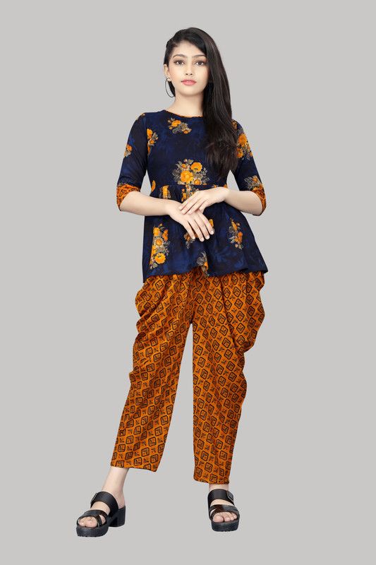 Girls Rayon Kurta and Patiala Set  (Pack of 1)