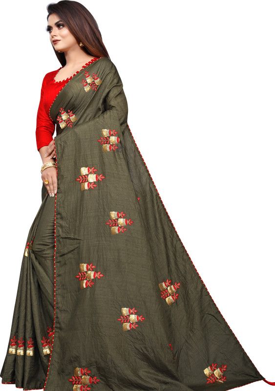 Assam Silk Silk Blend Saree  (Green)