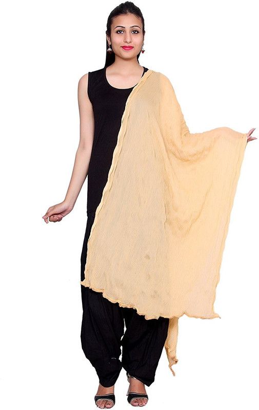Cotton Blend Solid Beige Women Dupatta
