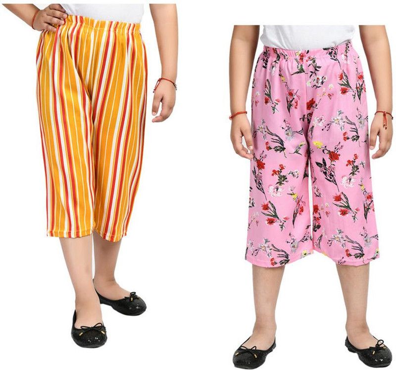 Capri For Girls Casual Printed, Striped Crepe  (Multicolor Pack of 2)