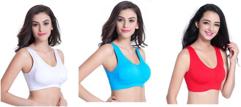 Pack of 3 Women Sports Non Padded Bra  (White, Blue, Red)