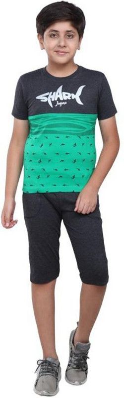 Boys Party(Festive) T-shirt Capri  (Green)