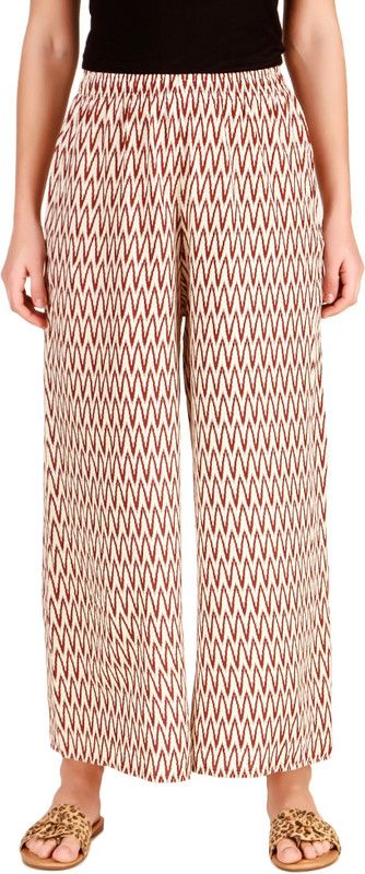 Women Relaxed Red Cotton Silk Trousers