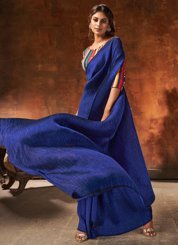 Fashion Art Silk, Silk Blend Saree  (Blue)