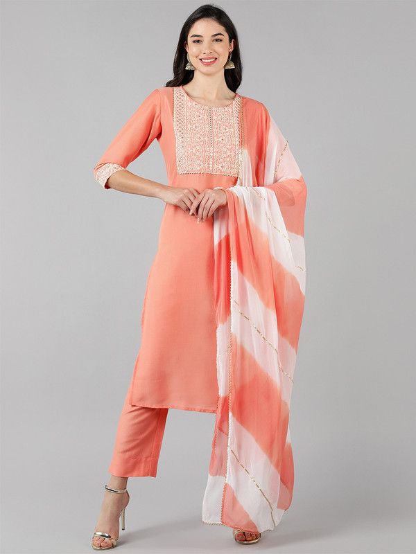 Women Poly Silk Kurta and Trousers Set