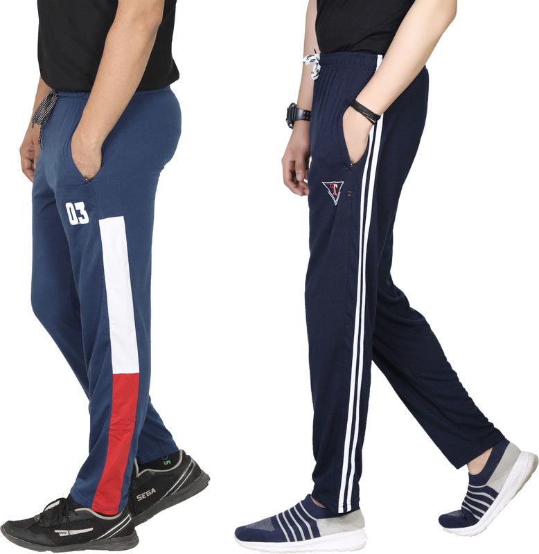 Pack of 2 Men Colorblock Dark Blue Track Pants