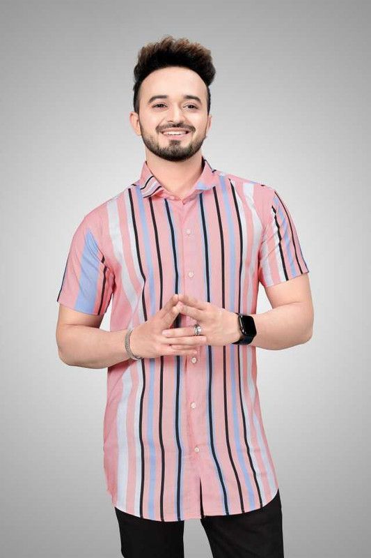 Men Regular Fit Self Design Curved Collar Casual Shirt
