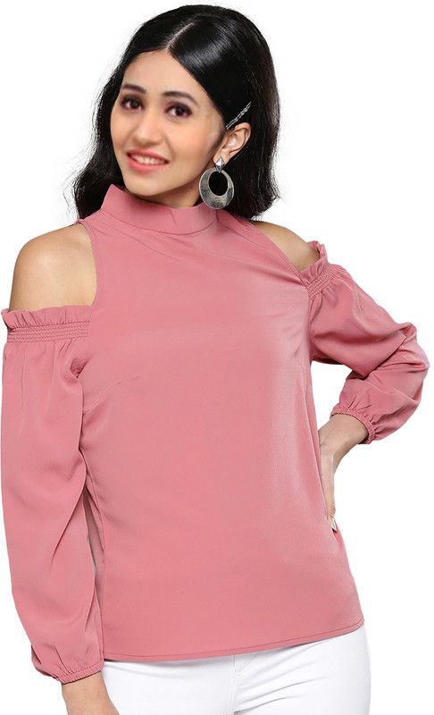 Girls Casual Polycotton Full Sleeve Top  (Pink, Pack of 1)