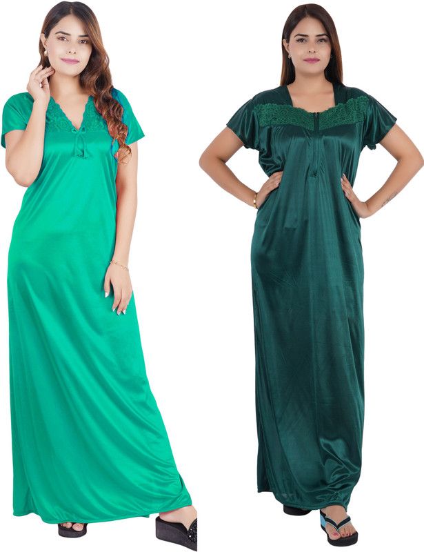 Women Nightshirts  (Light Green, Dark Green)
