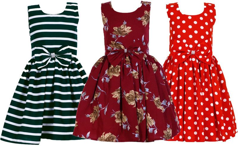 Baby Girls Below Knee Casual Dress  (Multicolor, Sleeveless)