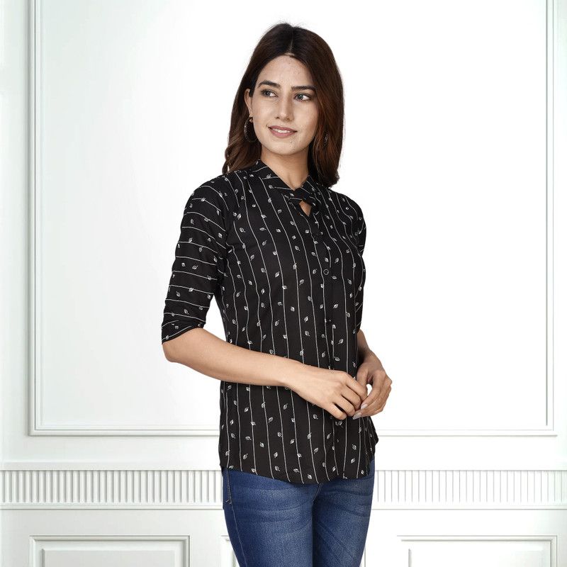 Women Regular Fit Printed, Striped Casual Shirt