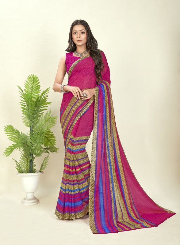 Printed, Paisley Daily Wear Georgette Saree  (Pink)