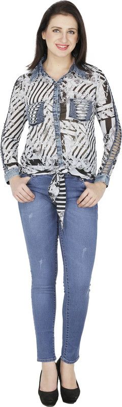 SVT0915093 Women Regular Fit Printed Spread Collar Casual Shirt