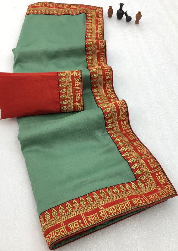 Bollywood Organza Saree  (Green)