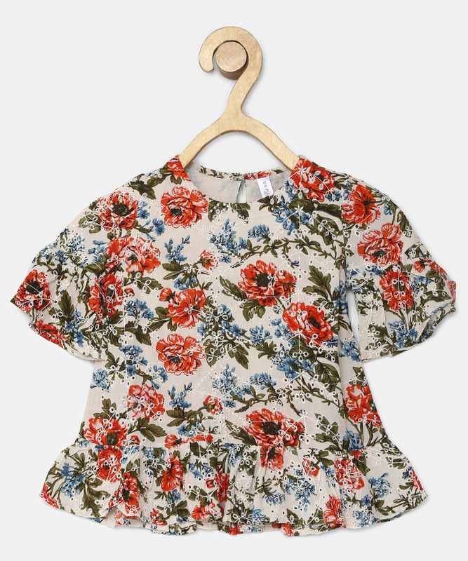 Girls Casual Cotton Blend Peplum Top  (Multicolor, Pack of 1)