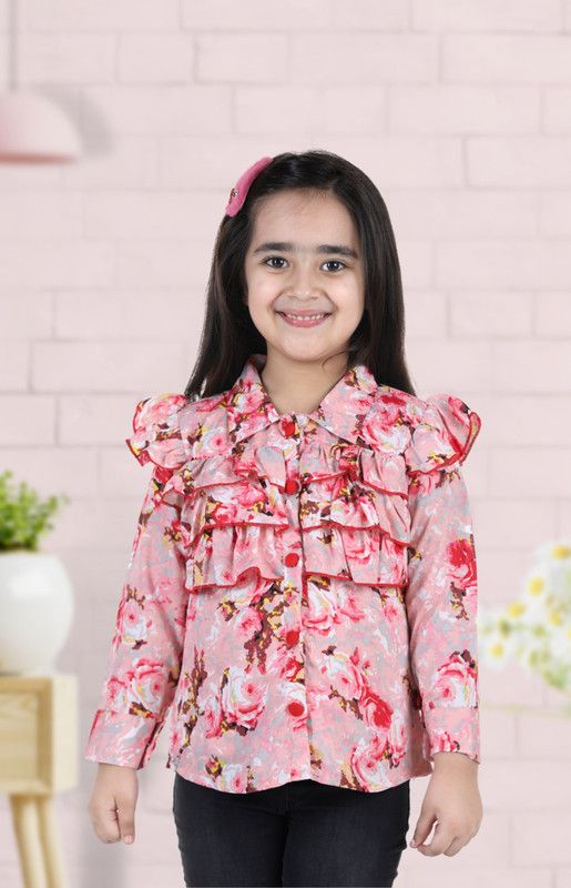 Girls Polyester Shirt Style Top  (Multicolor, Pack of 1)