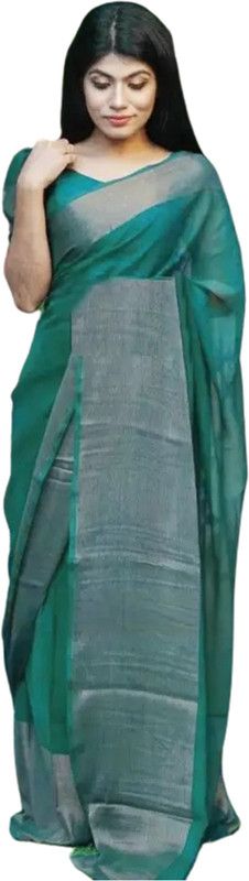 Woven Daily Wear Chiffon Saree  (Light Green)