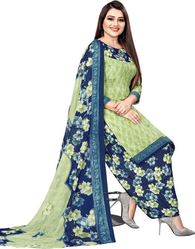 Unstitched Crepe Salwar Suit Material Solid, Checkered, Floral Print, Striped