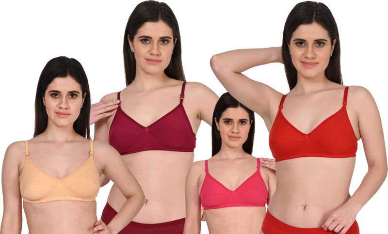 Pack of 4 Women Full Coverage Non Padded Bra  (Pink)