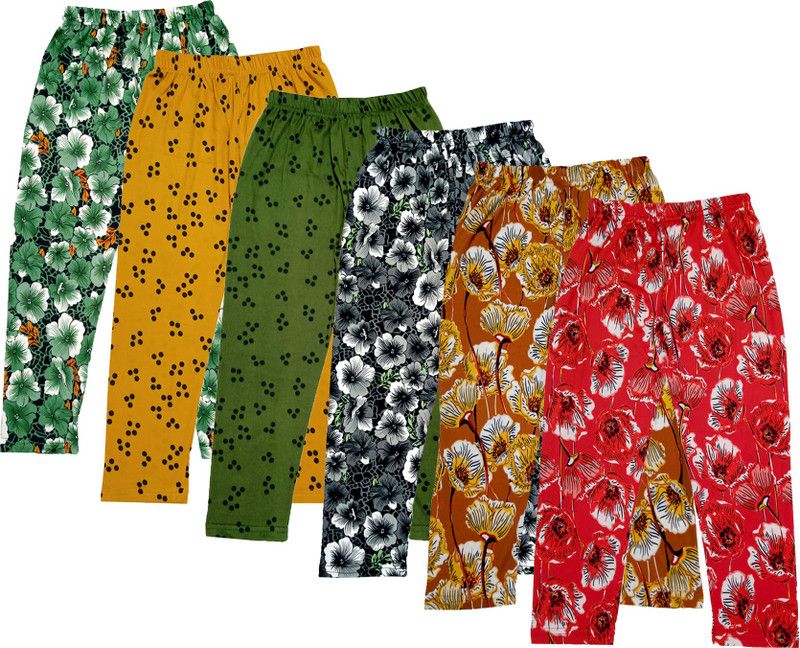 Capri For Girls Casual Floral Print Polyester Blend  (Multicolor Pack of 6)