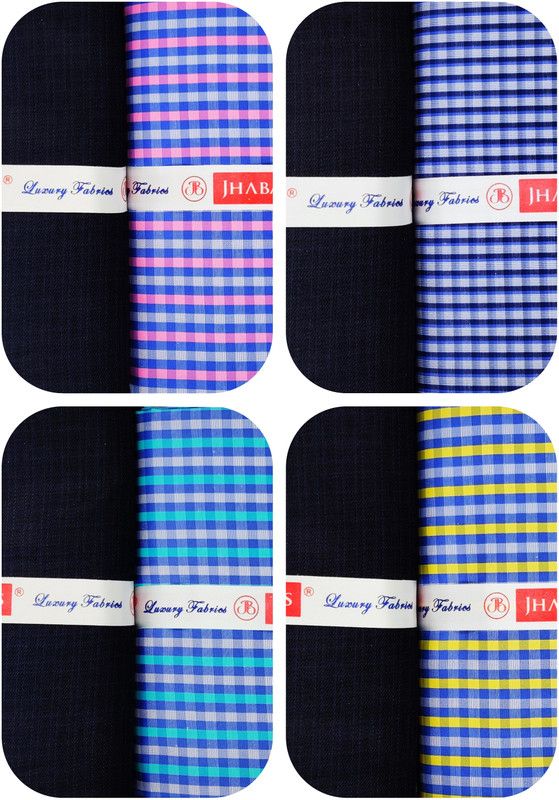 Semi Stitched Viscose Rayon Shirt & Trouser Fabric Checkered