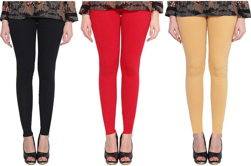 SwaNit Ankle Length Western Wear Legging  (Red, Black, Beige, Solid)