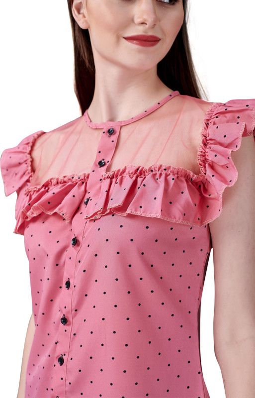 Casual Butterfly Sleeves Printed Women Pink, Black Top