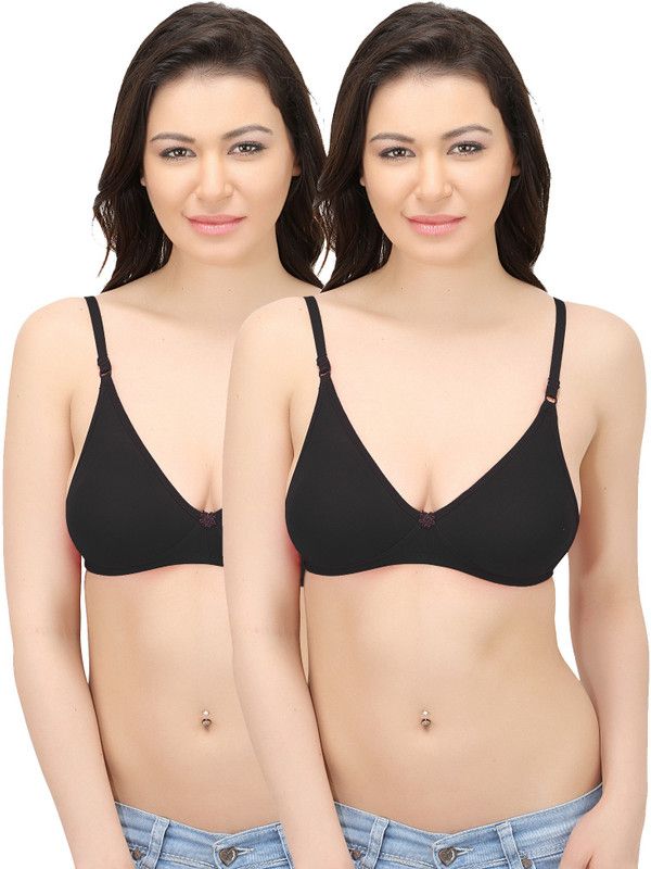 Pack of 2 Women Minimizer Non Padded Bra  (Black)