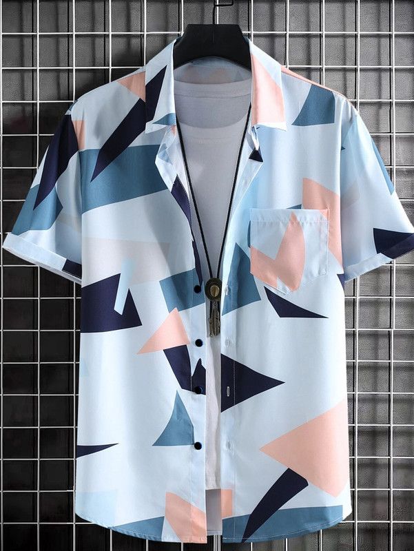 Men Regular, Slim Fit Geometric Print Casual Shirt