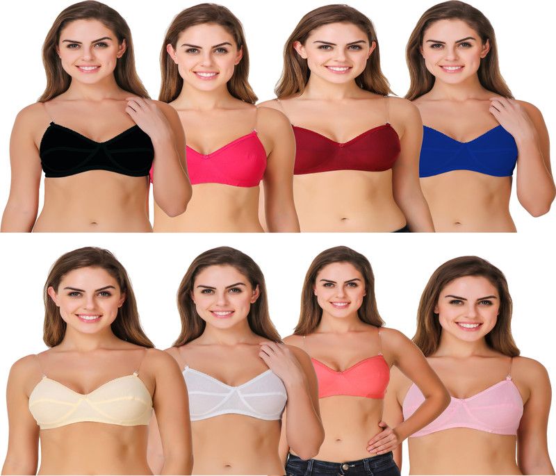 Pack of 8 Women Full Coverage Non Padded Bra  (Blue)