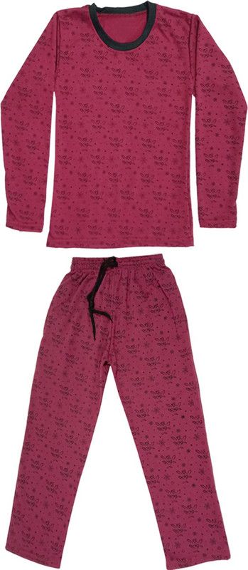 Girls Casual T-shirt Track Pants  (Maroon)