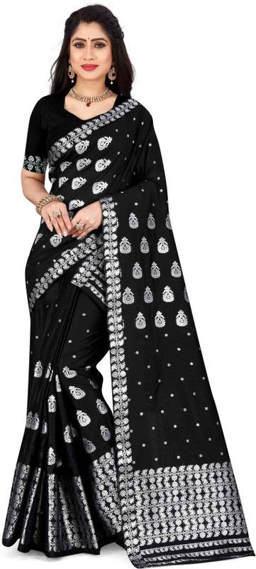 Woven Mekhela Chador Cotton Blend Saree  (Black)