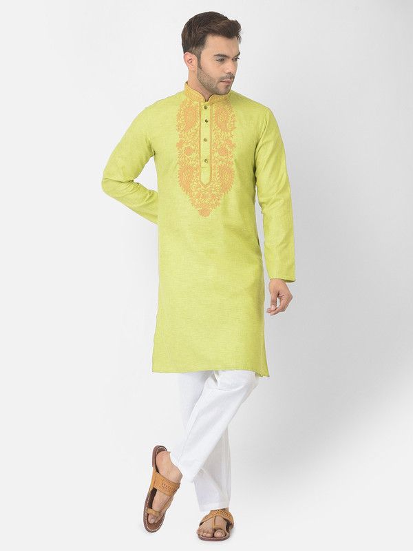 Men Pure Cotton Kurta and Trousers Set