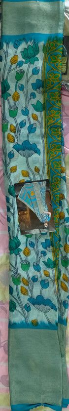Digital Print Narayanpet Art Silk Saree  (Blue, Orange, Grey)